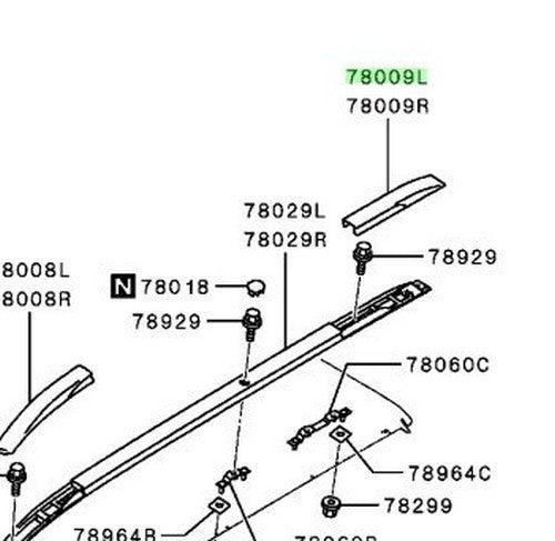NEW Genuine Mitsubishi Rear Roof Rack Cover LH OEM 7661A4511
