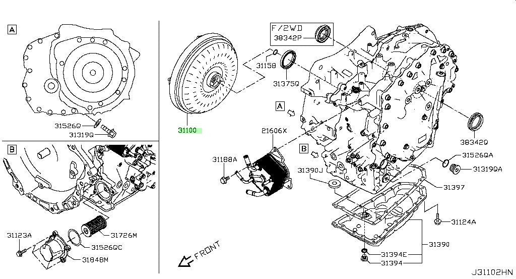 New Genuine Nissan Torque Converter Assembly 31100-3VX1A OEM1