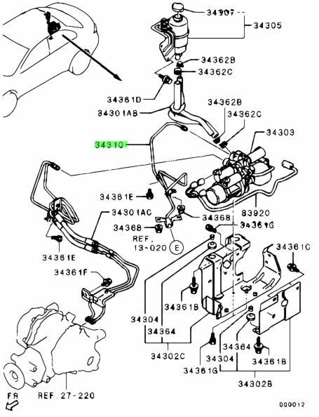 OEM Mitsubishi Lancer Evolution CZ4A TUBE,DIFF CONTROL HYDRAULIC UNIT 3520A0481