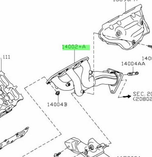 Genuine Nissan 350Z Infiniti G35 VQ35HR LH Exhaust Manifold 14002-JK21B1
