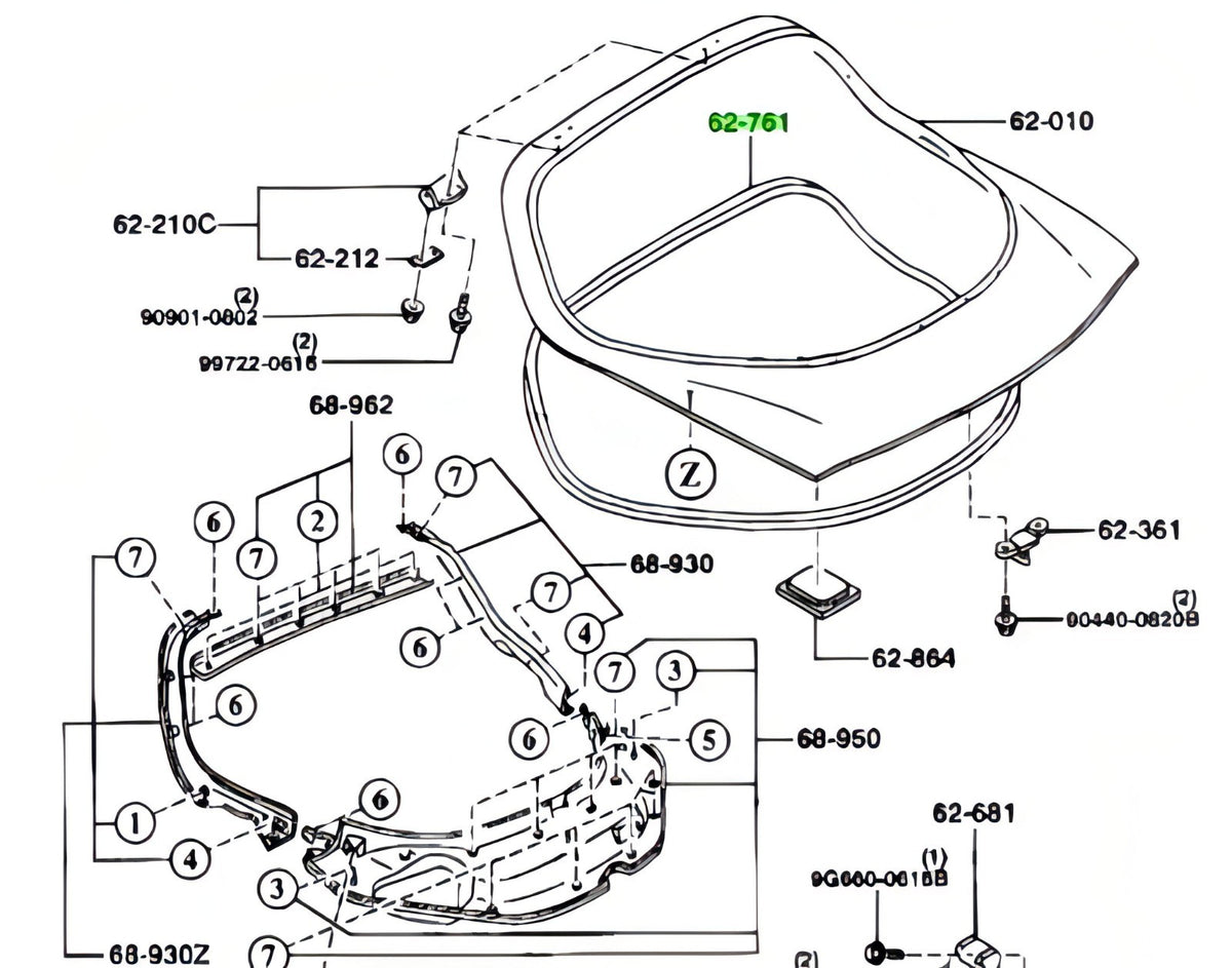 Mazda Rx7 Rx-7 New Rear Hatch Frame To body Seal 1993 To 2002