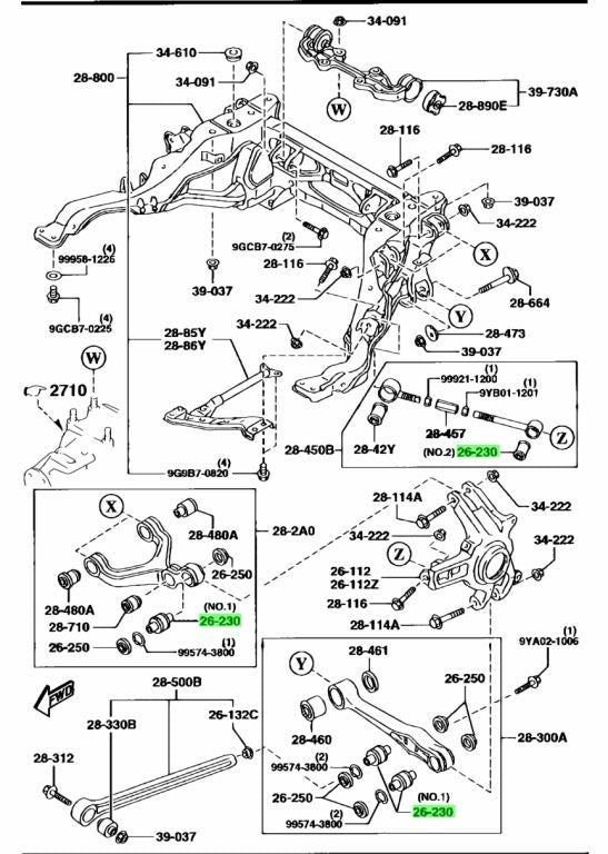 MAZDA RX-7 FD3S 93-95 Genuine Rear Lower Arm Pillow Ball No.1 FD01-26-220 x2 Set1