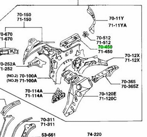 OEM MAZDA FLOOR SIDE PANEL RH RX-7 FD3S FD01-70-1X11