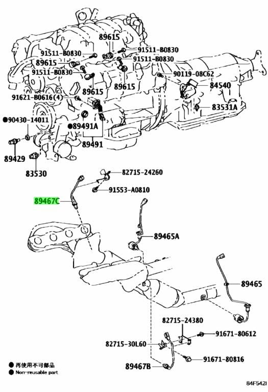 Genuine Toyota Lexus GS F IS RC F Air Fuel Ratio Sensor No.2 89467-240201