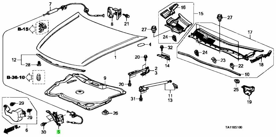 Genuine OEM Honda 74120-TA6-A01 Hood Lock Latch Assembly 2008-2012 Accord