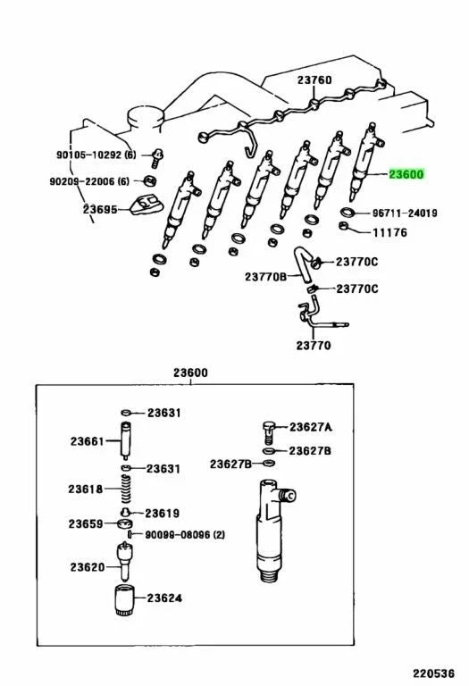 Genuine Toyota Holder & Nozzle Set 23600-19075 Set of 8 OEM Japan1