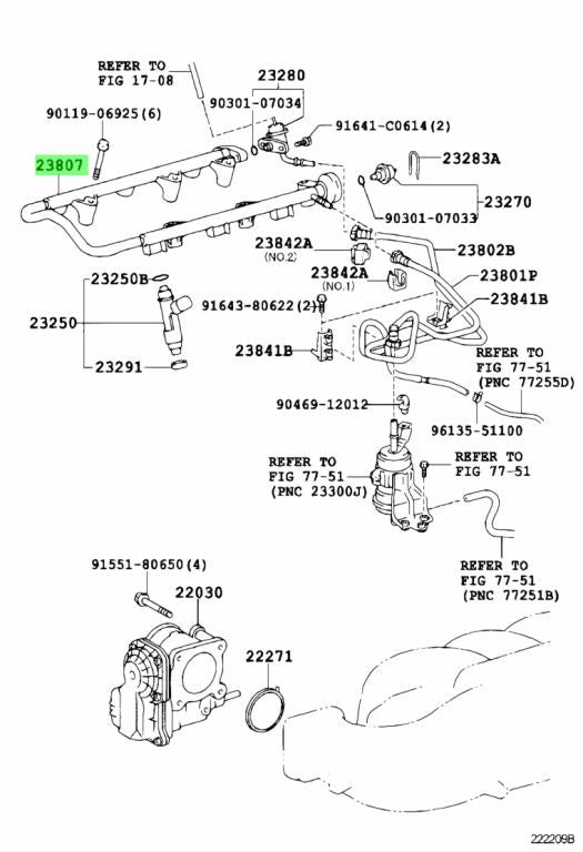 Genuine Toyota Fuel Delivery Pipe Sub-Assy 23807-31010 OEM1