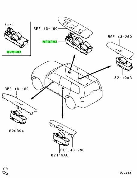 Genuine Mitsubishi Pajero Montero V88W Driver Power Window Switch 8608A111 OEM1
