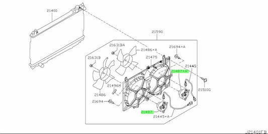 Genuine Nissan 350Z Z33 Radiator Cooling Fan Motor 21487-CD0001