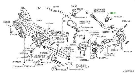 New Genuine Nissan Rear Suspension Bump Stop 55240-4CE0A OEM1