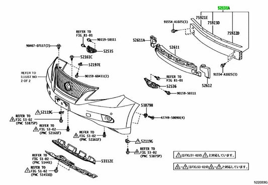 OEM Genuine TOYOTA Lexus RX270/350/450H FrontBumperReinforcementBeam 52131-481101