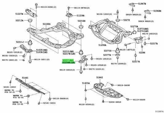 Genuine TOYOTA Front Suspension Member Rear Brace RH/LH 51023-48030 51024-480401