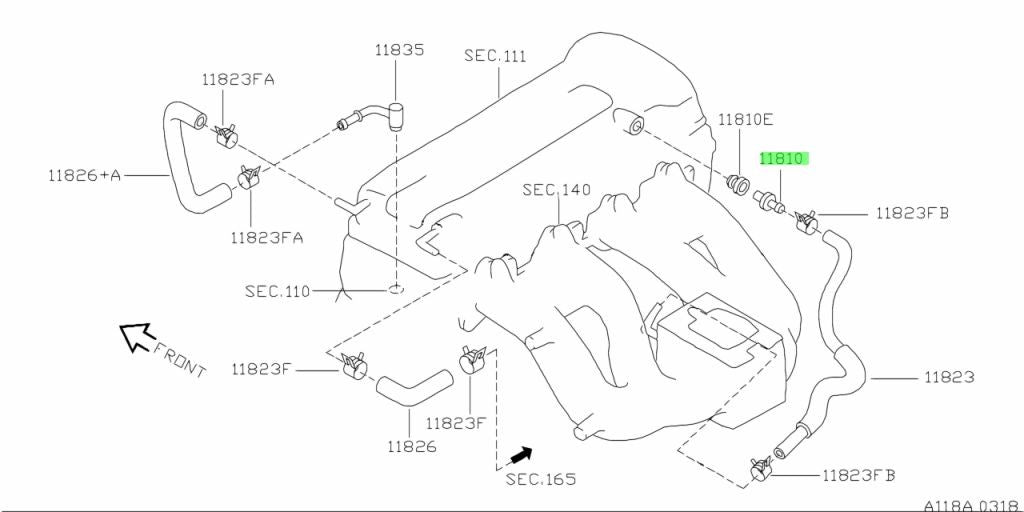 Genuine Nissan PCV Valve Control Crankcase Ventilation 11810-41B022