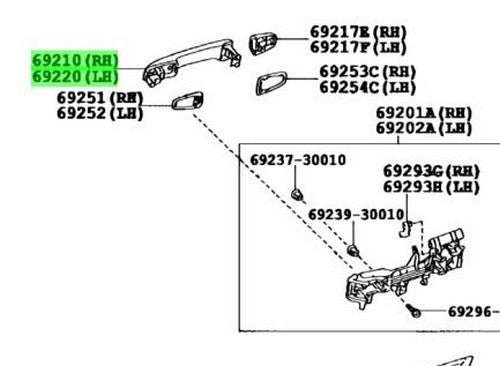 Toyota Prado J150 Front Door Handle Pair LH&RH Dark Steel 1H2 69210-60150-B2 OEM1