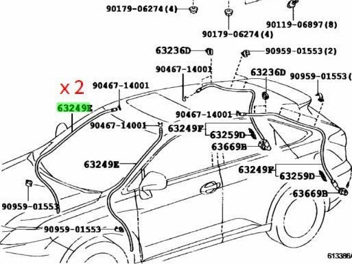 OEM TOYOTA LEXUS RX270/350/450H MoonRoof Sliding Roof DrainHose 2PCS 63249-480601