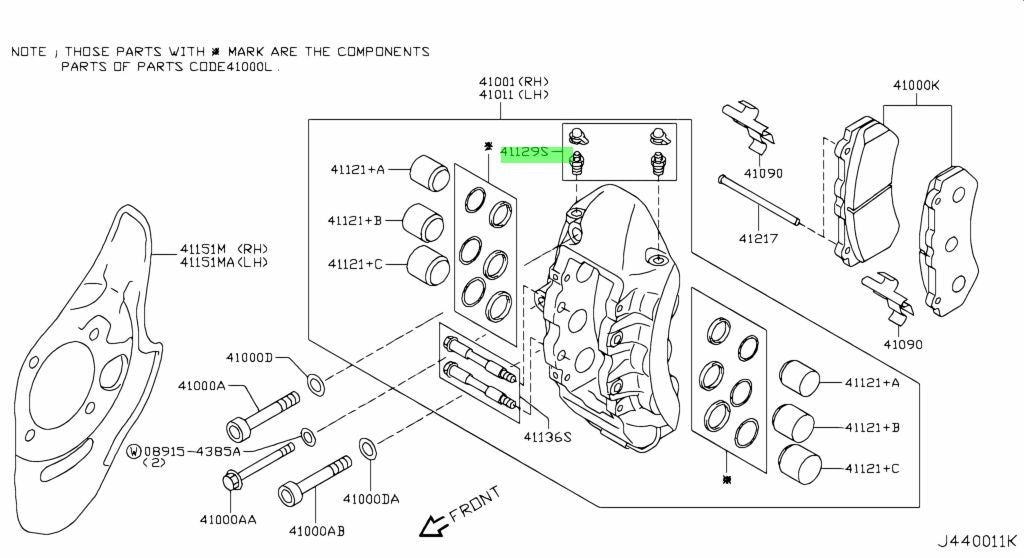 New Genuine Nissan Brake Caliper Cap Screw Set 41129-12U26 OEM2