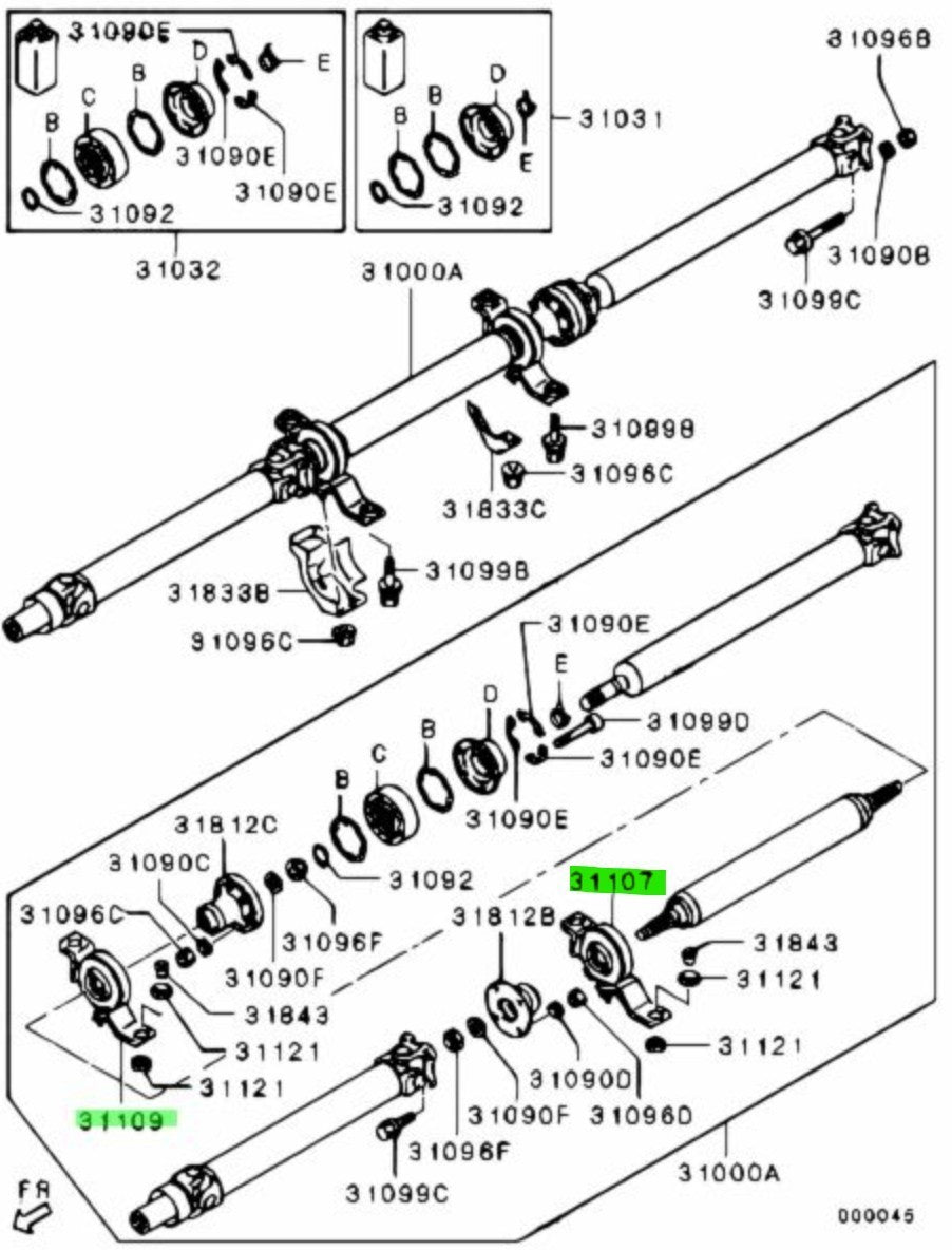Genuine Mitsubishi Lancer Evolution CZ4A CENTER BEARINGPROPELLER SHAFT FR&RR