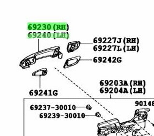 OEM TOYOTA LEXUS RX270/350/450H RearDoorHandle Red 69210-76010-D0 69220-76010-D01