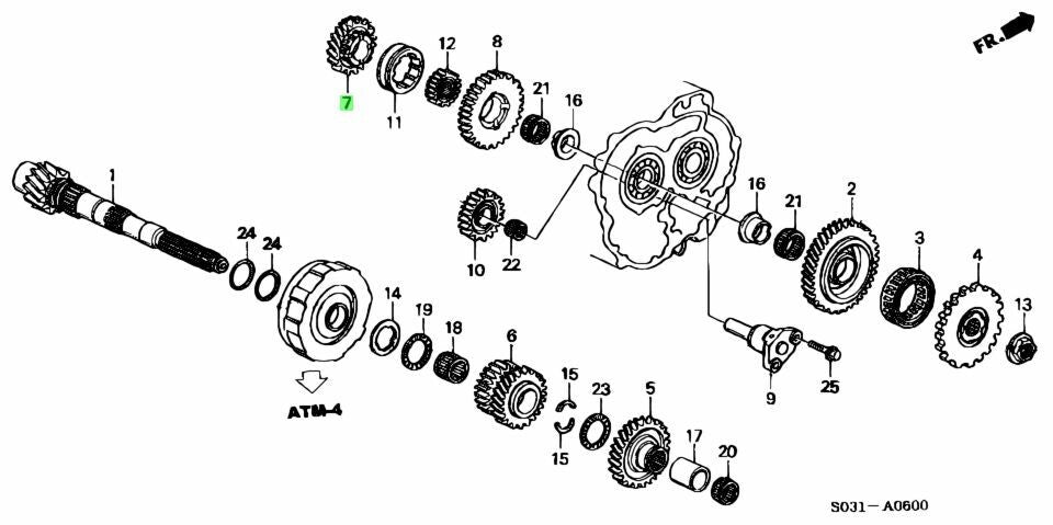 OEM HONDA GEAR, COUNTERSHAFT FOURTH Civic E-EG3 23471-PP6-000
