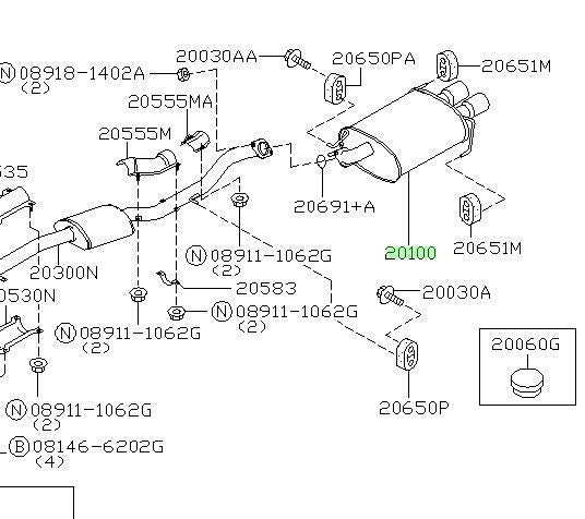 OEM MUFFLER ASSEMBLY-EXHAUST,MAIN Nissan GT-R R33 BCNR33 20100-24U701