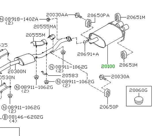 OEM MUFFLER ASSEMBLY-EXHAUST,MAIN Nissan GT-R R33 BCNR33 20100-24U701