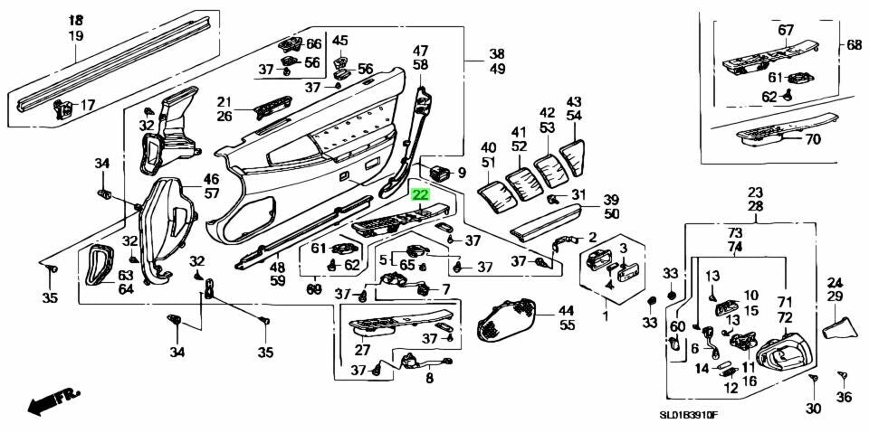 HONDA Genuine NSX Door Air Conditioner Outlet Switch Panel RHD 83520-SL0-013ZB