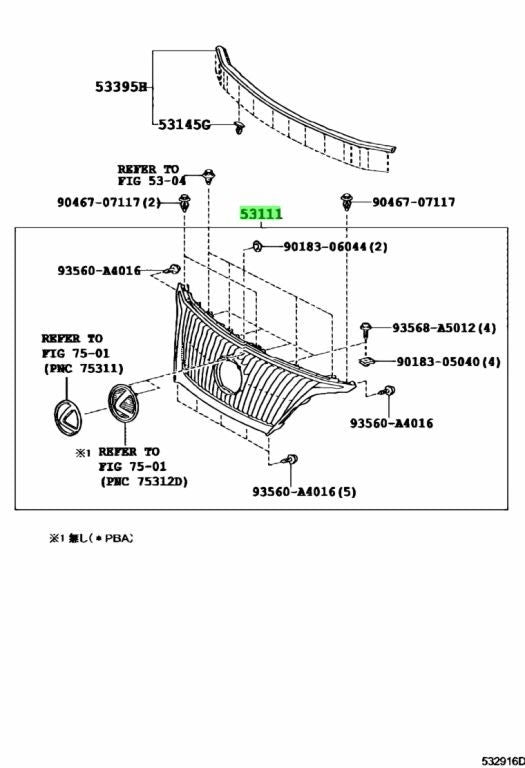 Genuine TOYOTA Lexus RX270/350/450H Radiator Grille 12/2008-06/2009 53101-482301