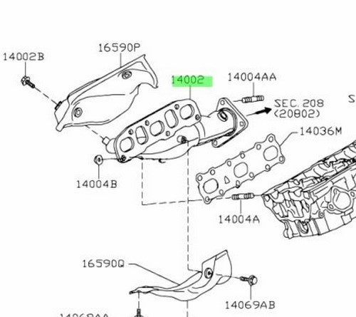 Genuine OEM Infiniti G35 Nissan 350Z VQ35HR Right Exhaust Manifold 14002-JK21A1