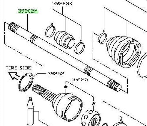 New Genuine Nissan Front Right CV Axle Drive Shaft 39204-6MA0D OEM1