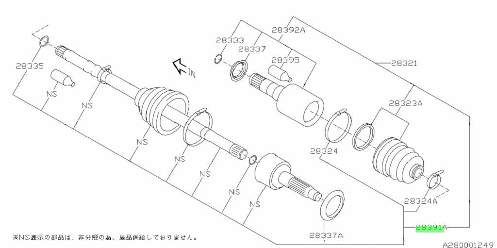 NEW Genuine Subaru Front Axle Shaft Joint Kit CV Axle Drive Shaft OEM 28391FG0111