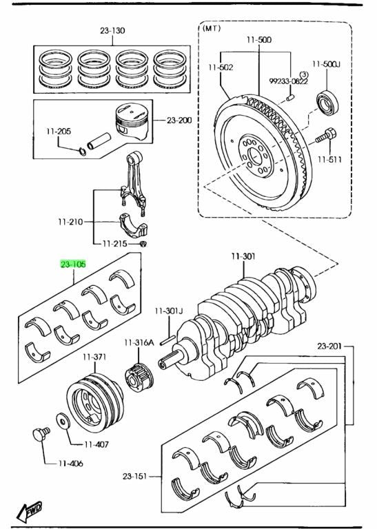 Genuine Mazda Connecting Rod Bearing Set RFY3-11-SE01