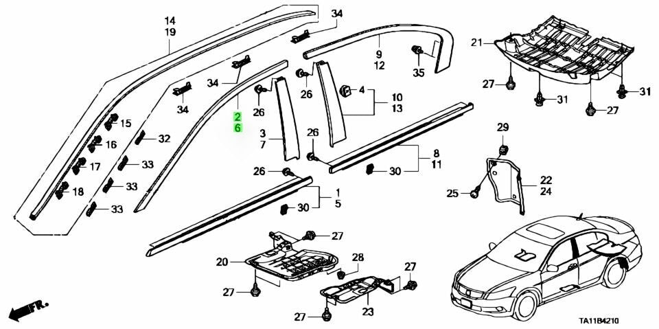 OEM Honda MOLDING, FR. DOOR SASH R&L SET Accord CP2