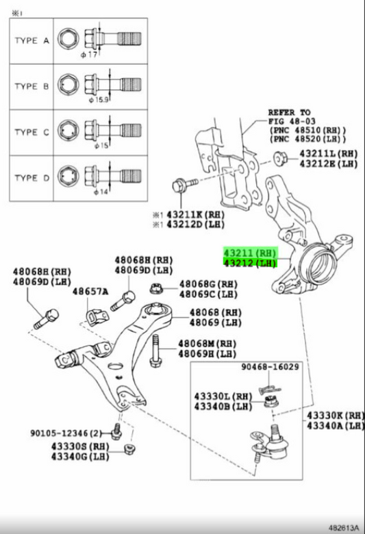 OEM KNUCKLE, STEERING, R&L SET Toyota Lexus RX270 RX350 RX450H AGL10 GGL10