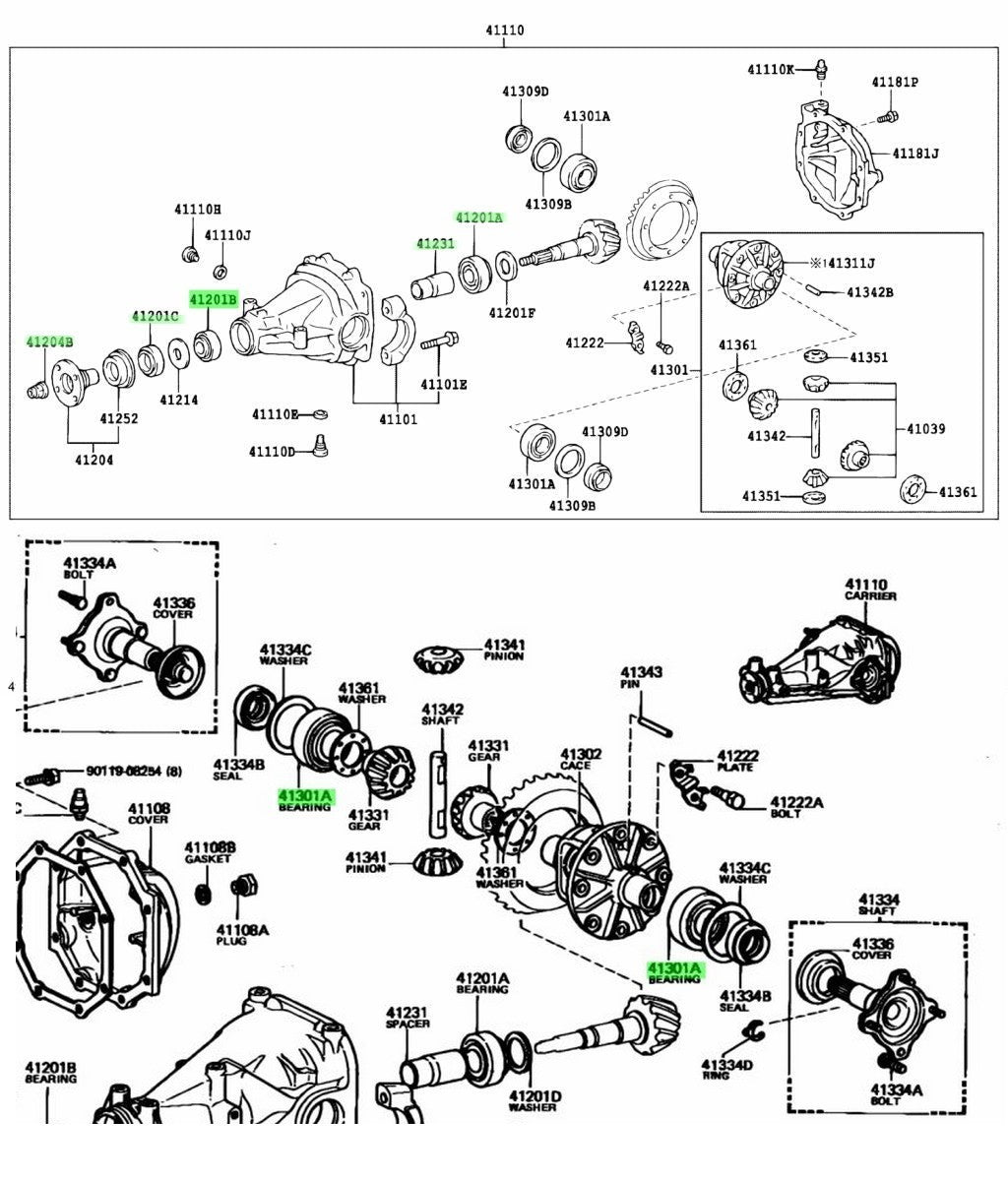 Toyota Genuine AE86 LSD Rear Differential Overhaul Rebuild Kit OEM Bearings Seal1