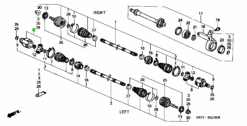 OEM Honda Civic EG Inner CV Joint Inboard Genuine 44310-SR3-A121