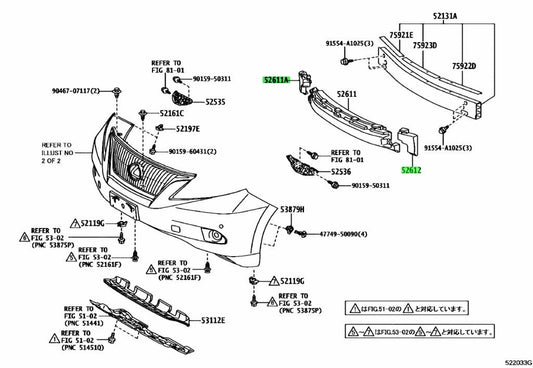 Genuine TOYOTA Lexus Front Bumper Energy Absorber RH/LH 52612-48010 52613-480101