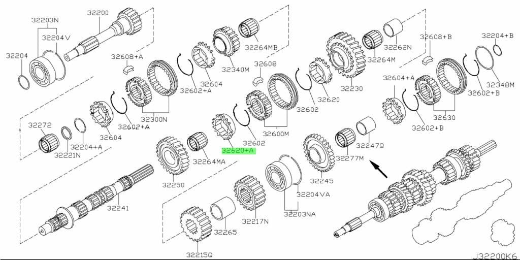Genuine Nissan 350Z 370Z Infiniti G35 G37 6MT 2nd Gear Synchro 32620-CD008 OEM1