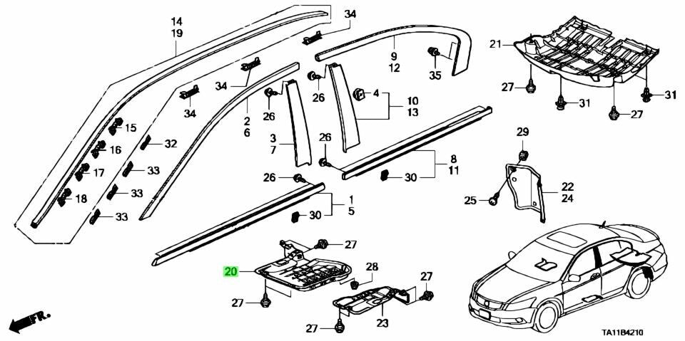 OEM Honda COVER ASSY., R. MIDDLE FLOOR UNDER 2008-2015 Accord CP2