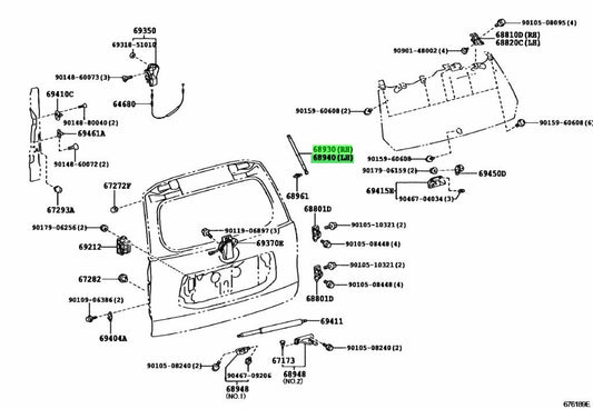 Toyota Prado J150 Lexus GX460 Rear Window Gas Strut Pair 68930-0W010 68940-0W0101