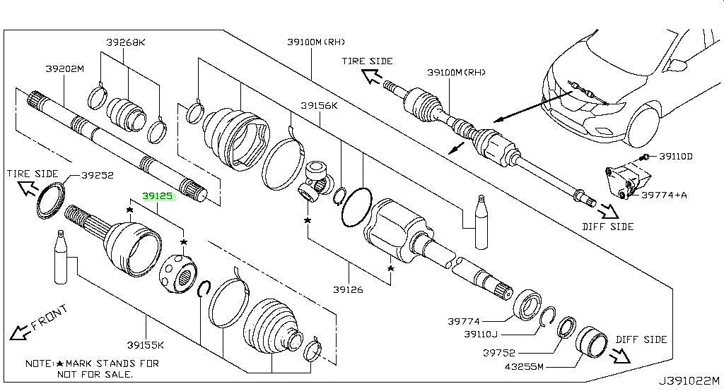 New Genuine Nissan Front Outer CV Joint Assembly 39211-4BA0B OEM1