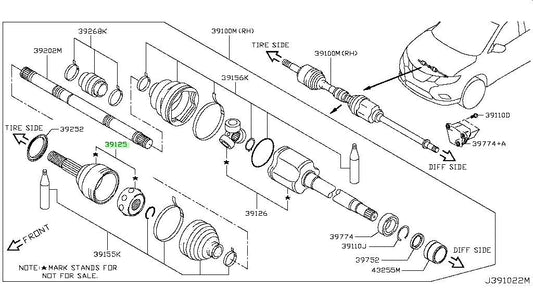 New Genuine Nissan Front Outer CV Joint Assembly 39211-4BA0B OEM1