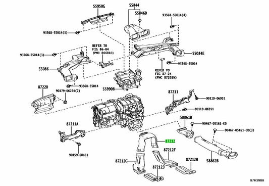 OEM Genuine TOYOTA Lexus Rear AirDuct No.1 HVAC Heater AC 87215-12070 87215120701