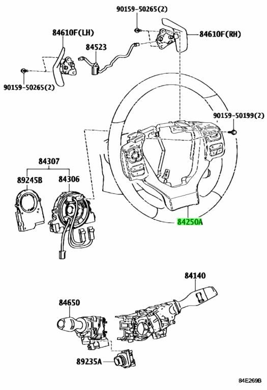 Genuine Toyota Lexus Steering Wheel Pad Switch Assy 84250-53110-C01