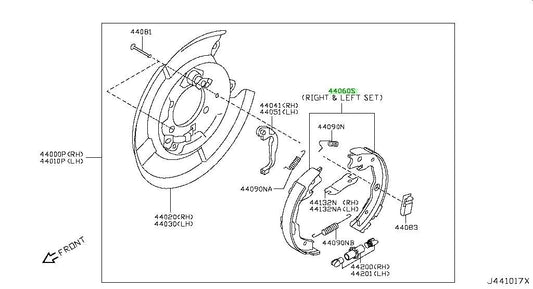 New Genuine Nissan Rear Parking Brake Shoe Set D4060-5TA5A OEM1