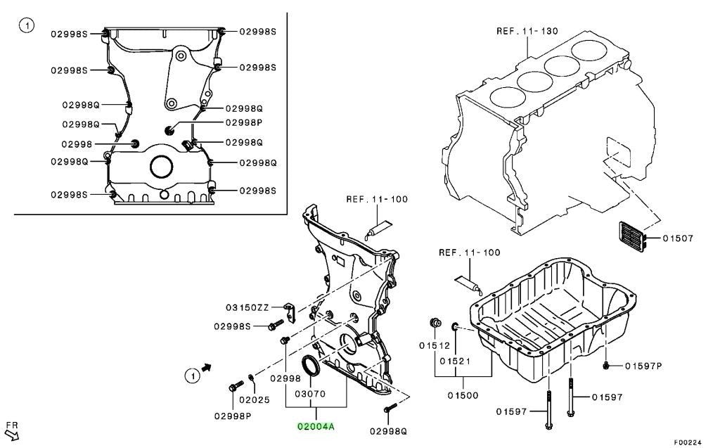 OEM Genuine Mitsubishi Lancer CY4A CY5A CASE ASSY,TIMING CHAIN 1060A2131