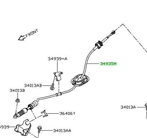 New Genuine Nissan Shift Control Cable Assembly 34935-6MA0A OEM1