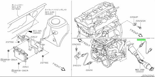 Genuine Nissan 350Z Z33 Rear O2 Oxygen Sensors 226A0-ET000 Set of 2 OEM1