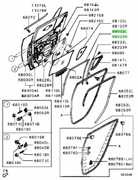 NEW Genuine Mitsubishi Rear Door Window Glass Run Channel L&R Set MN117/549-5501