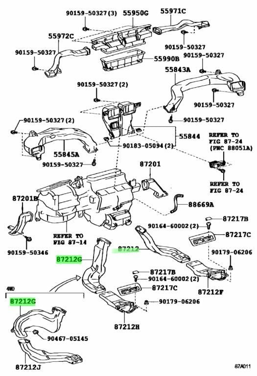 TOYOTA Lexus RearAirDuctSet Rear 87215-53010 87216-53010 87213-30370 87212-304302