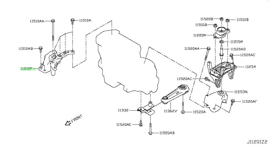 Genuine Nissan Side Mount 11210-4BB0B